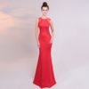 embroidered round-neck net gauze slim noble elegant dress  