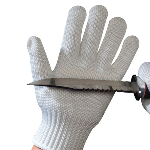 Manufacturer wholesale high-strength polyester stainless steel wire cut-resistant gloves 5-cut resistance stainless steel wire gloves white