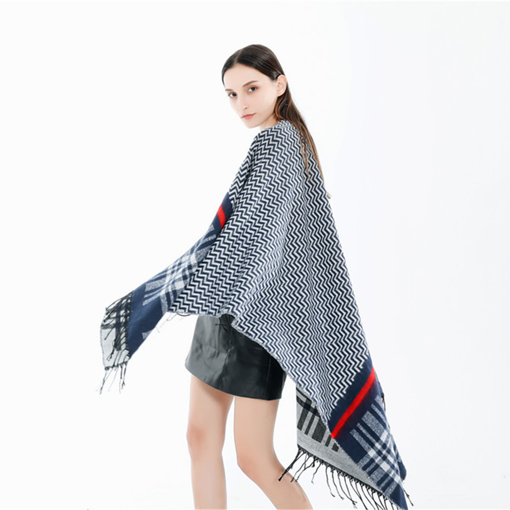 2020 plataforma transfronteriza Venta caliente estilo europeo y americano Plaid onda raya costura imitación Cachemira borla bufanda chal caliente