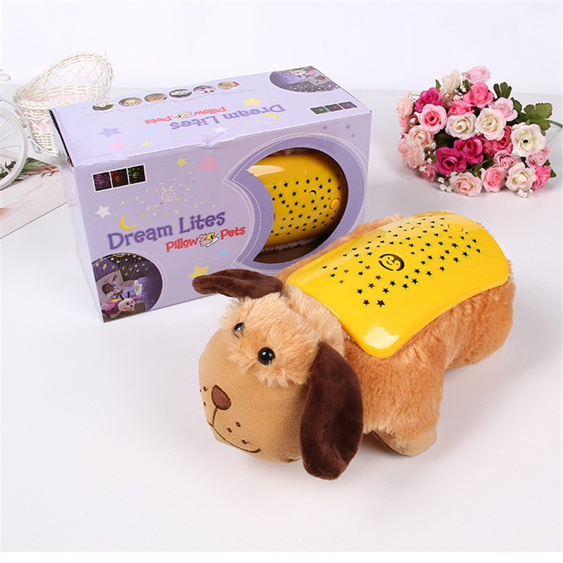 厂家直销外贸 新奇特动物抱枕星空投影灯安睡灯 圣诞礼品地推热