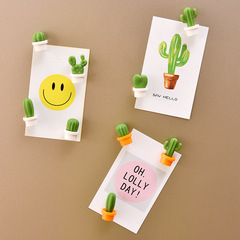 Cactus Plant Fridge Magnet, Potted Mini Fresh Style Message Magnet, Fridge Decor Magnet with Magnetic Clips