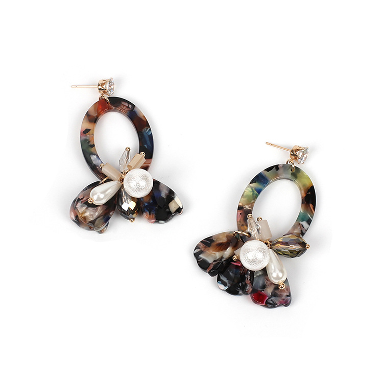 13g Weight Earrings Classification Wedding, Travel Occasion Geometric Pattern Women'S Gender Fashion Style Pink, Green, Leopard Color European And American New Earrings 2019 Leopard Oval Resin Pearl Earrings Women's Acrylic Acetate Earrings 6