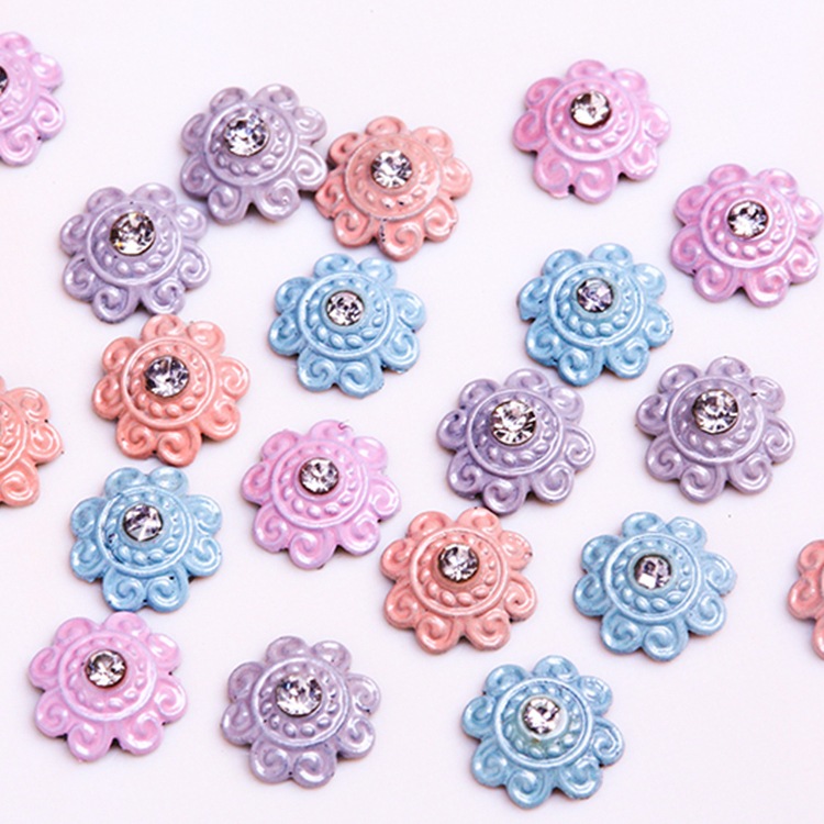 规格多样HZ1019点钻花朵 服饰箱包鞋可用合金烫片饰品花朵