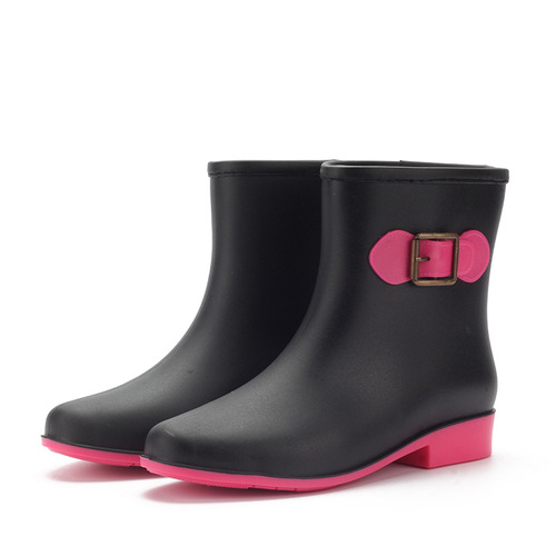 Fashionable high-end rain boots thickened women's non-slip PVC mid-calf Martin rain boots waterproof shoes rubber shoes overshoes snow boots