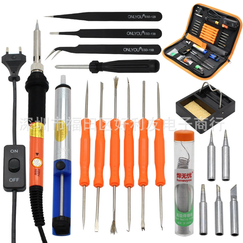 Прямой заводской Электрический паяльник с регулируемой температурой, 20 предметов, комбинированный 110 В, американский калибр, сварочный инструмент, костюм