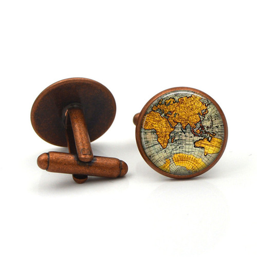 Foreign trade accessories map time gem cufflinks French men's and women's clothing shirt tie clip sleeve buttons