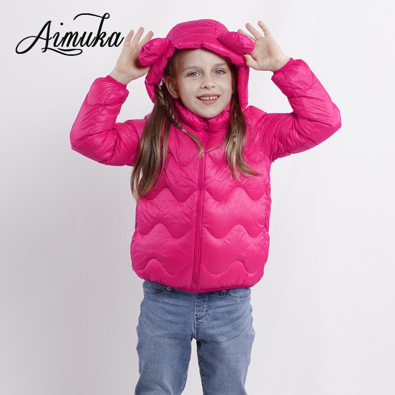 2018秋冬新款韩版儿童轻薄羽绒服小耳朵波浪长袖中小童宝宝潮外套|ru