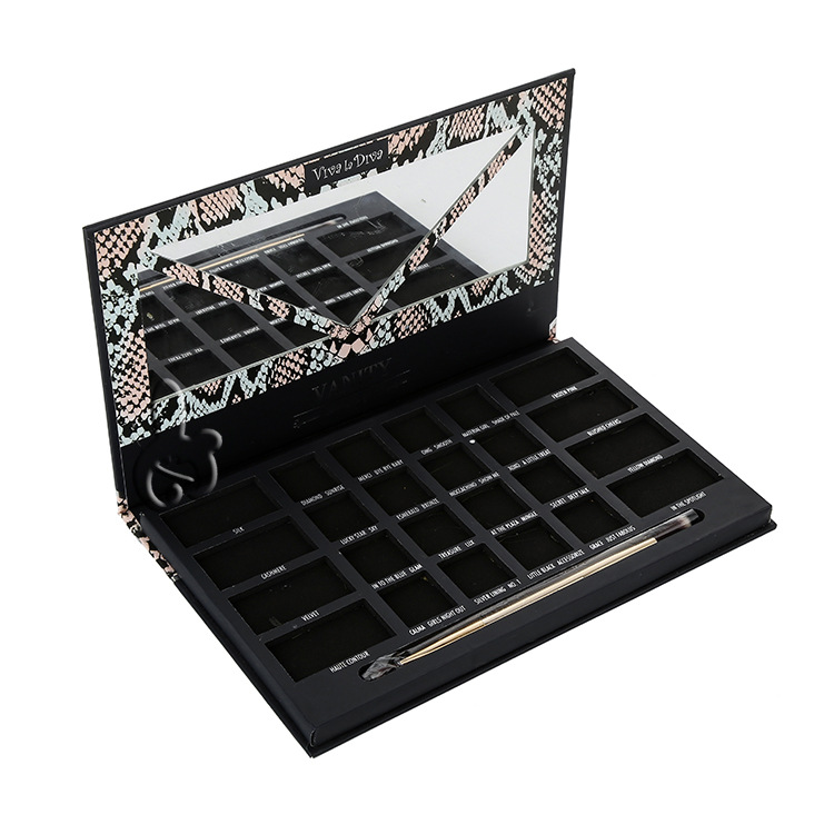 翻盖型纸质24方格眼影盒+玻璃镜大气时尚多工艺眼影盒可定制