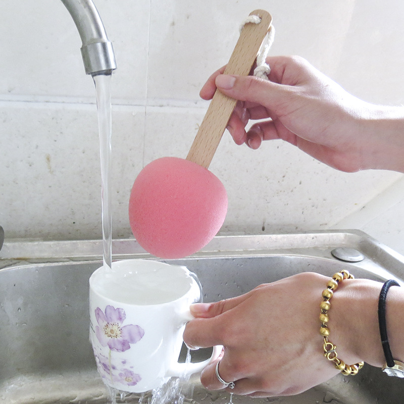 桃子造型洗杯刷海绵清洁刷可爱厨房刷子创意柔软清洁瓶刷批发