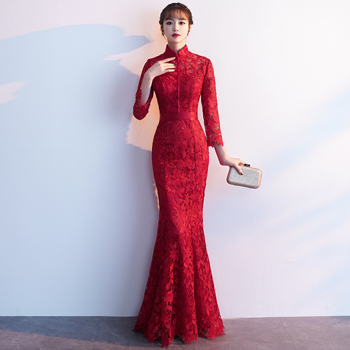 Evening Dresses cocktail party banquet dress vestido de banquete de cóctel Fu Niang Ji wedding engagement back door fishtail long dress woman