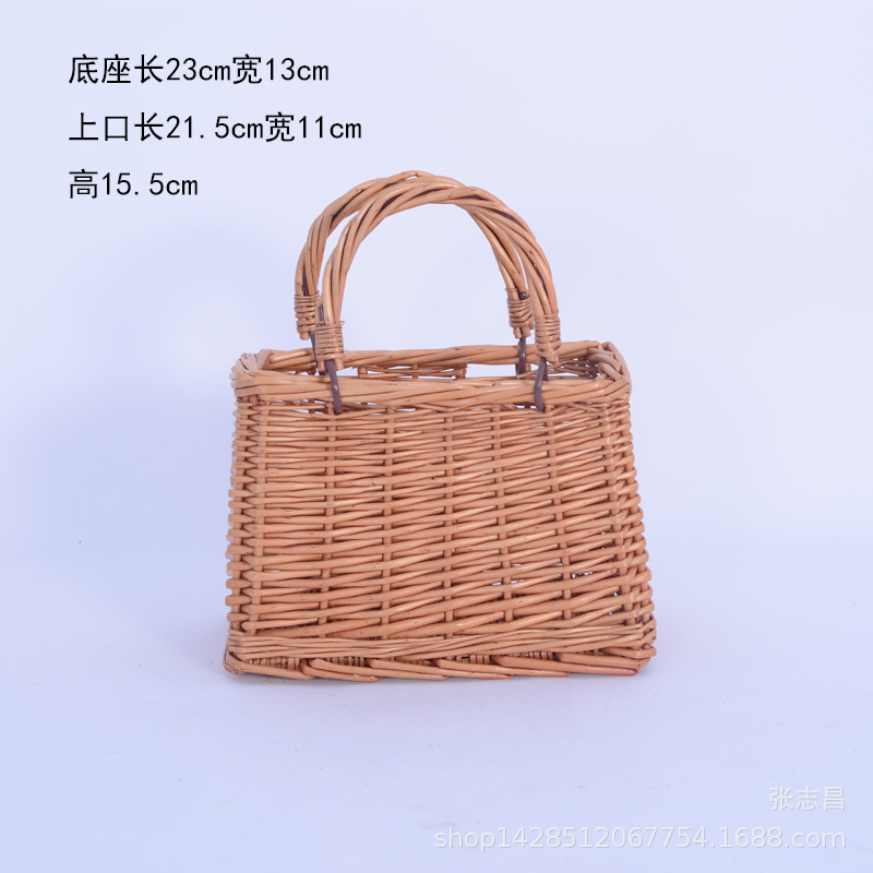 Cesta portátil de paja de Milán bolso de escuela coreano cesta de flores cesta de mimbre hecha a mano cesta de almacenamiento