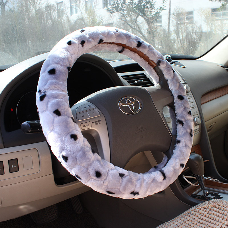 防凍毛絨方向盤套 斑點毛絨水立方毛絨把套 38號方向盤套R-5004