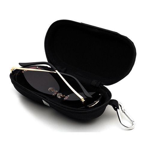 Wholesale LOGO AliExpress Resilient EVA Sunglasses Box Zipper Box Silver Stripe Aluminum Hook Sunglasses
