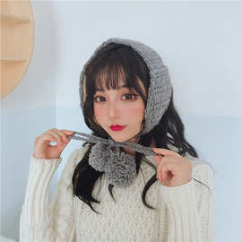 韩国ins可爱针织耳包耳朵系带毛线耳罩秋季护耳保暖复古耳套女