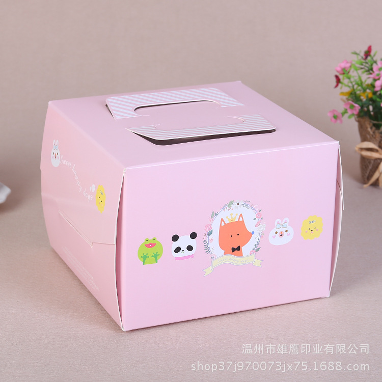 厂家定制6寸蛋糕盒白卡纸生日蛋糕包装盒烘培包装西点甜品包装盒