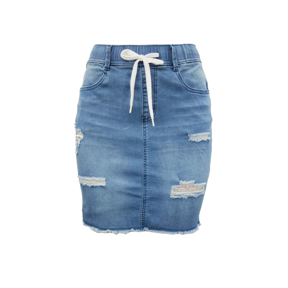 high-waist hole tight denim skirt NSYB65098