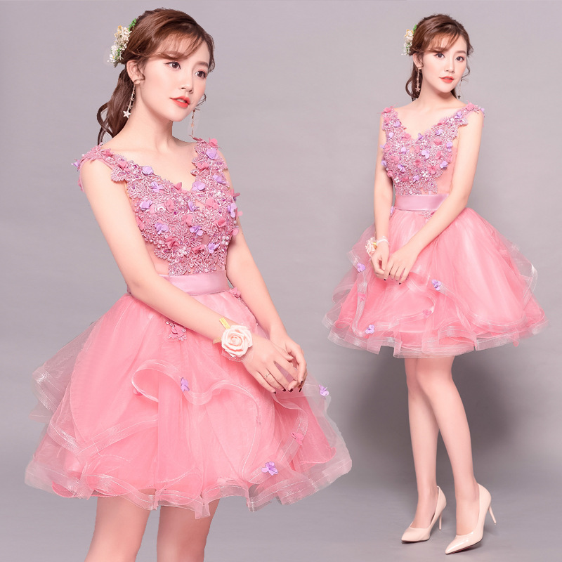 Performance dress pompous skirt solo stage color yarn performance dress evening art examination performance short girl