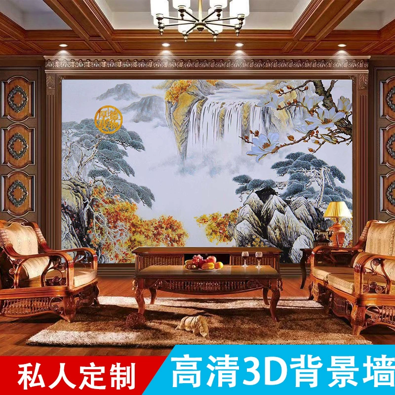 Плита из бамбука и древесной волокни, 3d5d рельефная печать фоновая живопись, фон стена для гостиной с диваном