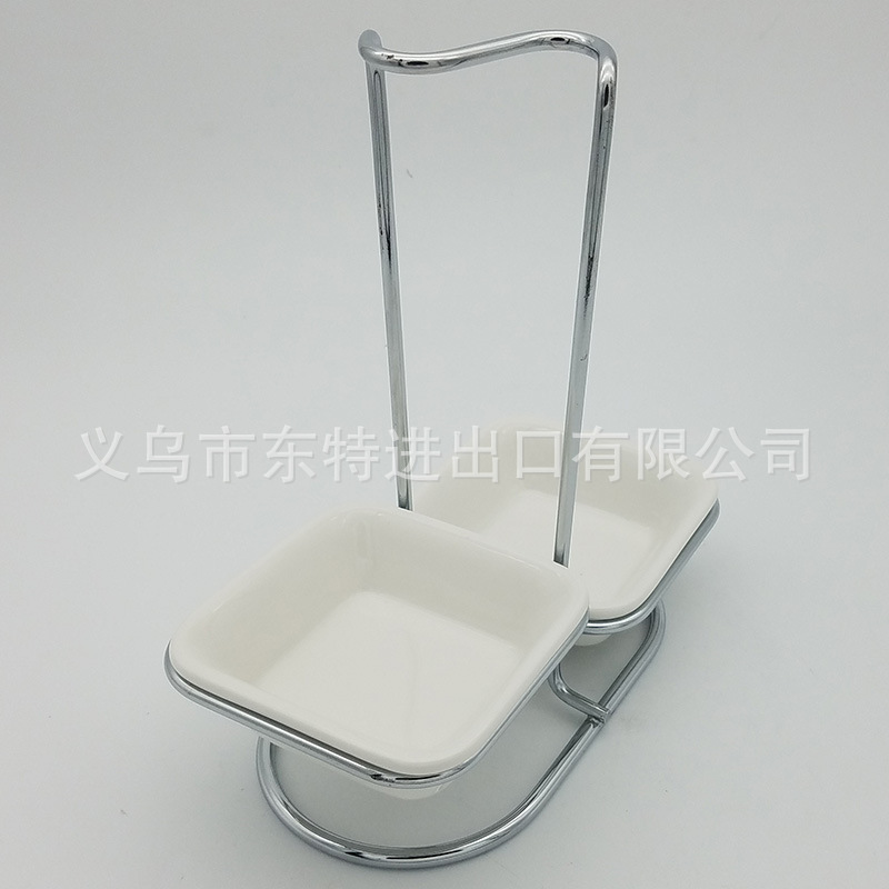 Factory direct sales of iron wire soup spoon racks, ceramic bowls, hot pot spoon racks, household soup spoon racks, facing away from ceramic spoon racks detail image 6