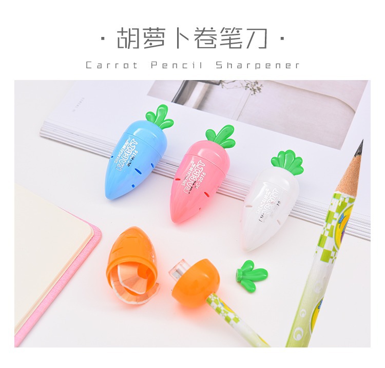 10g Weight Plastic Material Creative Stationery Cartoon Simple Small Fresh Carrot Pencil Sharpener 无