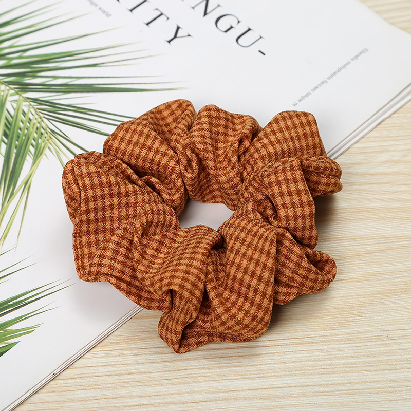 New Korean  Plaid  Fabric  Flower Hair Scrunchies display picture 8