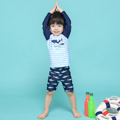 Children's swimsuit boy boy student swimming trunks split sun protection medium and large children plus size fat baby swimsuit set