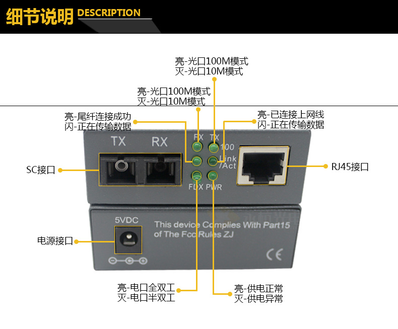 千兆单模双芯光纤收发器光电转换器千兆双纤