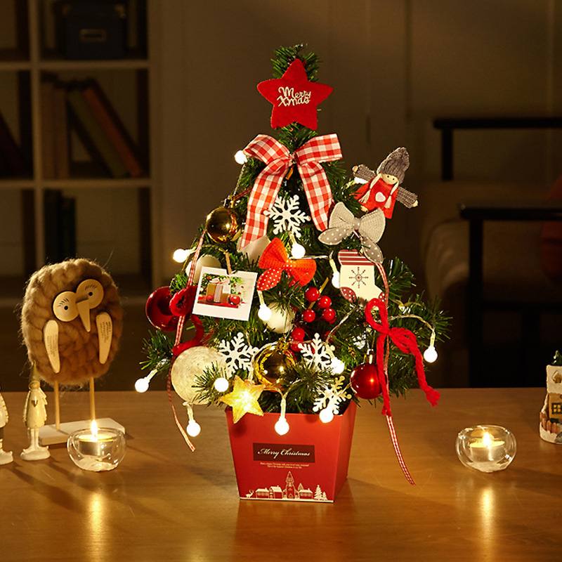 高档圣诞树商场柜台圣诞小树圣诞节装饰品桌面摆件套餐树礼物|ru