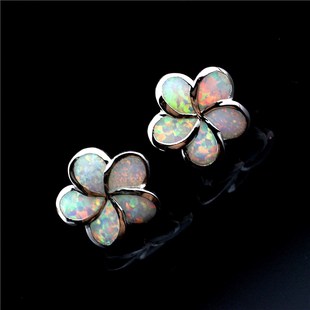 New fashion opal earrings personality charm creative inlay opal plum blossom women's earrings girls ear jewelry
