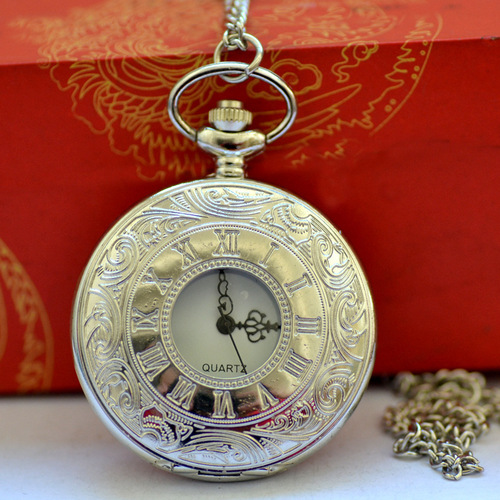 Cross-border Roman scale pocket watch dropshipping manufacturer wholesale large quartz pocket watch 6000-1
