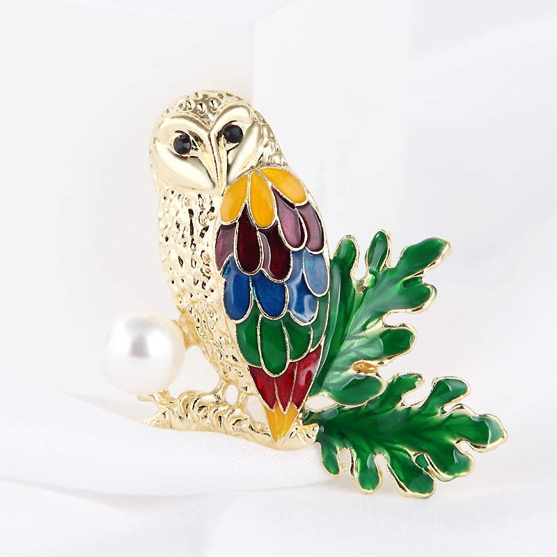Broche en émail coloré en forme de hibou, simple et goutte d'huile, dessin animé coréen, accessoires pour vêtements_voghion.com