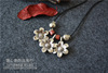 Retro ethnic accessory, long necklace, sweater, ethnic style, cotton and linen, flowered, simple and elegant design