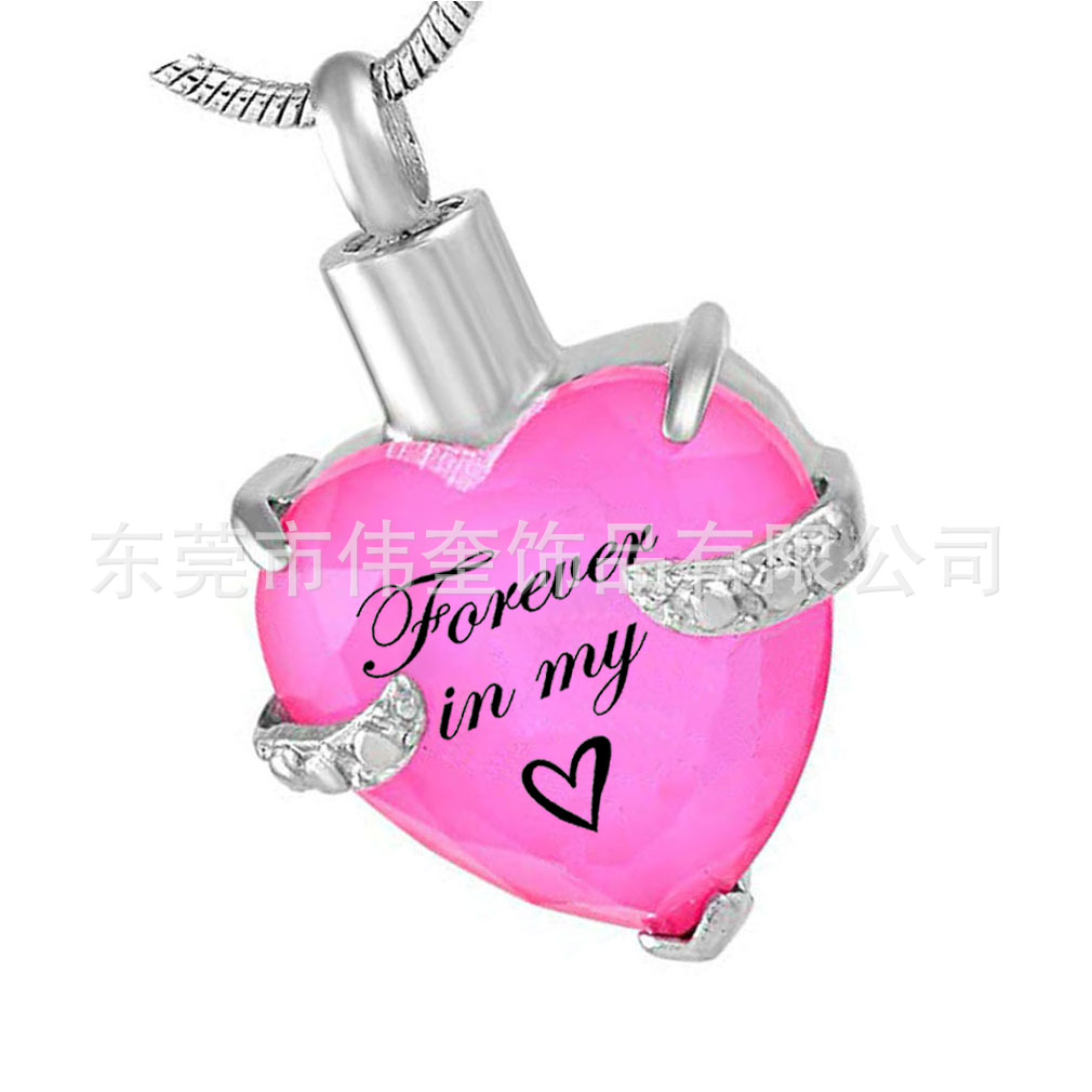 Amazon SUMINISTRO DE ACERO INOXIDABLE joyería cristal melocotón corazón 12 color cumpleaños piedra púrpura oscuro cinerario ataúd colgante collar