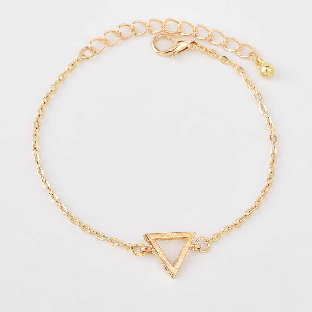 Popular Fashion Full Diamond Circle Leaf Triangle Bracelet Combination Four-piece Set Wholesale display picture 3