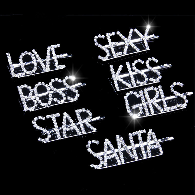 满钻个性韩版一字夹 批发定制SANTA