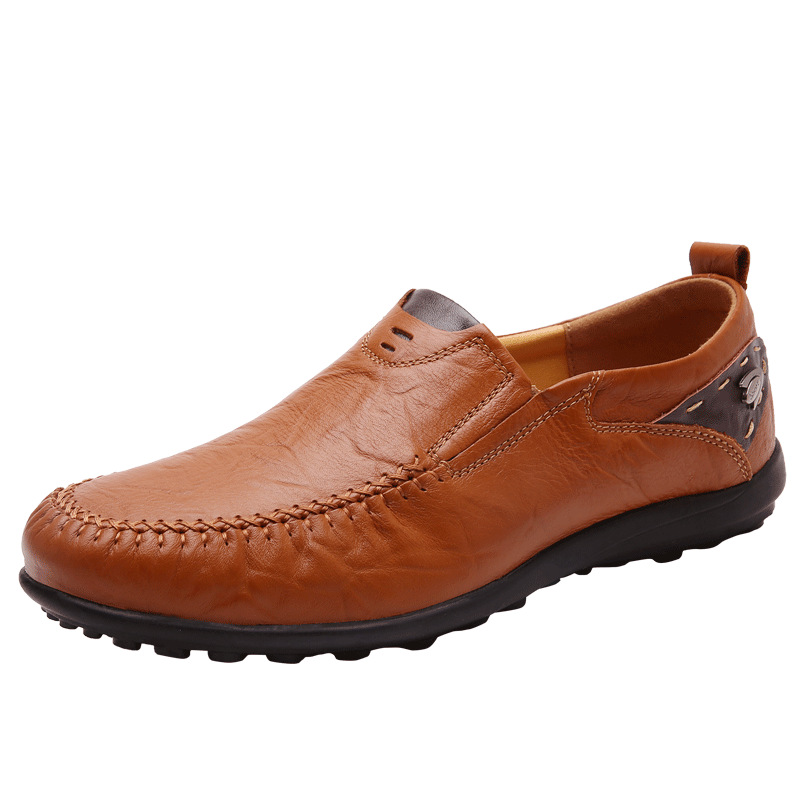 2019 Foreign trade Large leather shoes wish AliExpress England leather shoes new pattern Large Driving Shoes Set foot Amazon