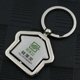 现货创意金属房子形状钥匙扣可转动房地产装修公司礼品定制印Logo
