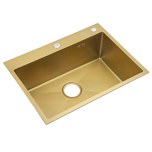 Manufacturer wholesale gold-plated 304 stainless steel manual sink single basin nano household kitchen vegetable basin set