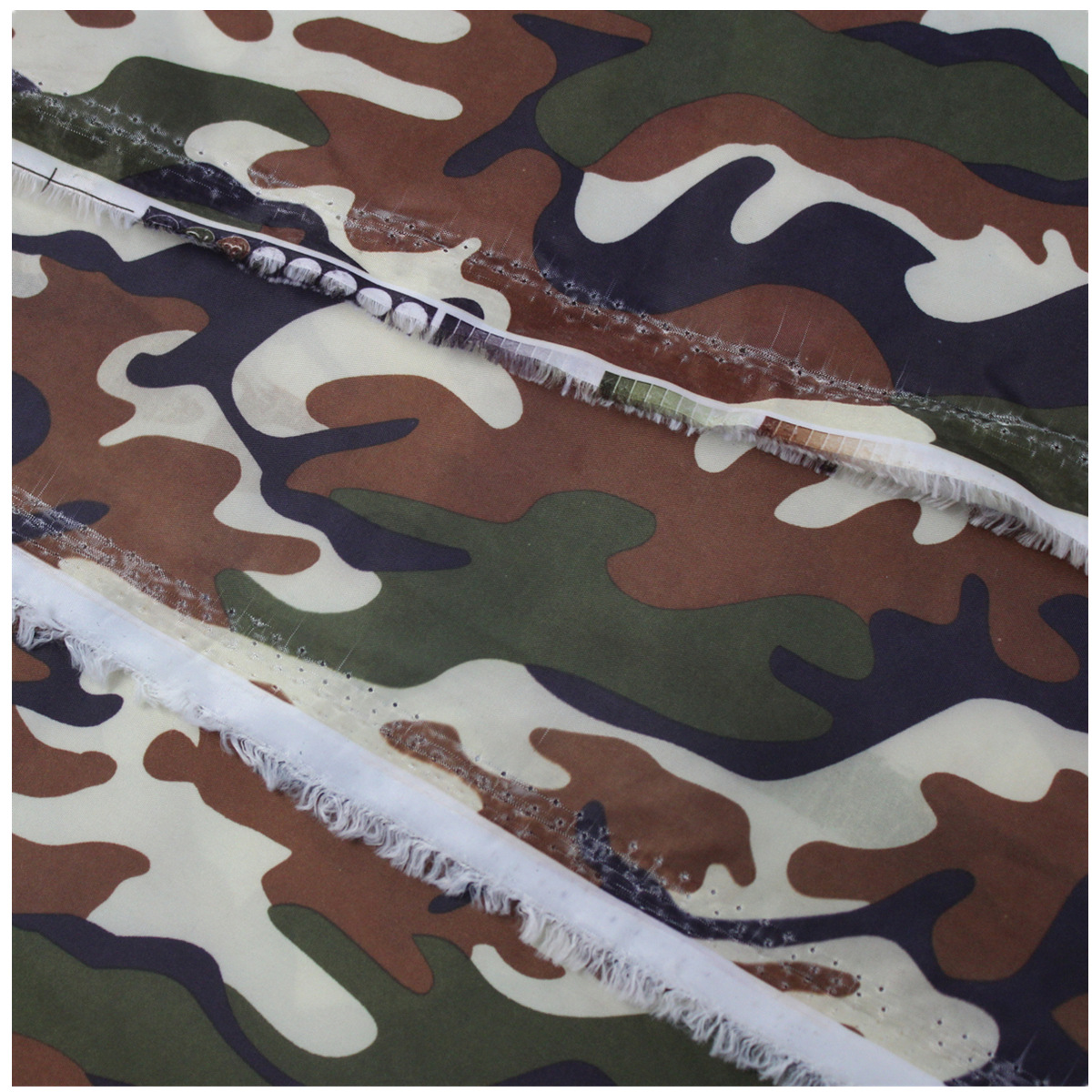 苏州铠纶厂家直供 150D防水阻燃涂层涤纶迷彩帐篷面料