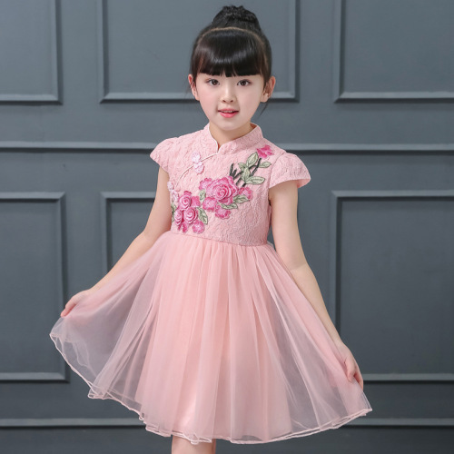 Girls Chinese  qipao dress children Tang suit china retro cheongsam performance dress Princess Dress