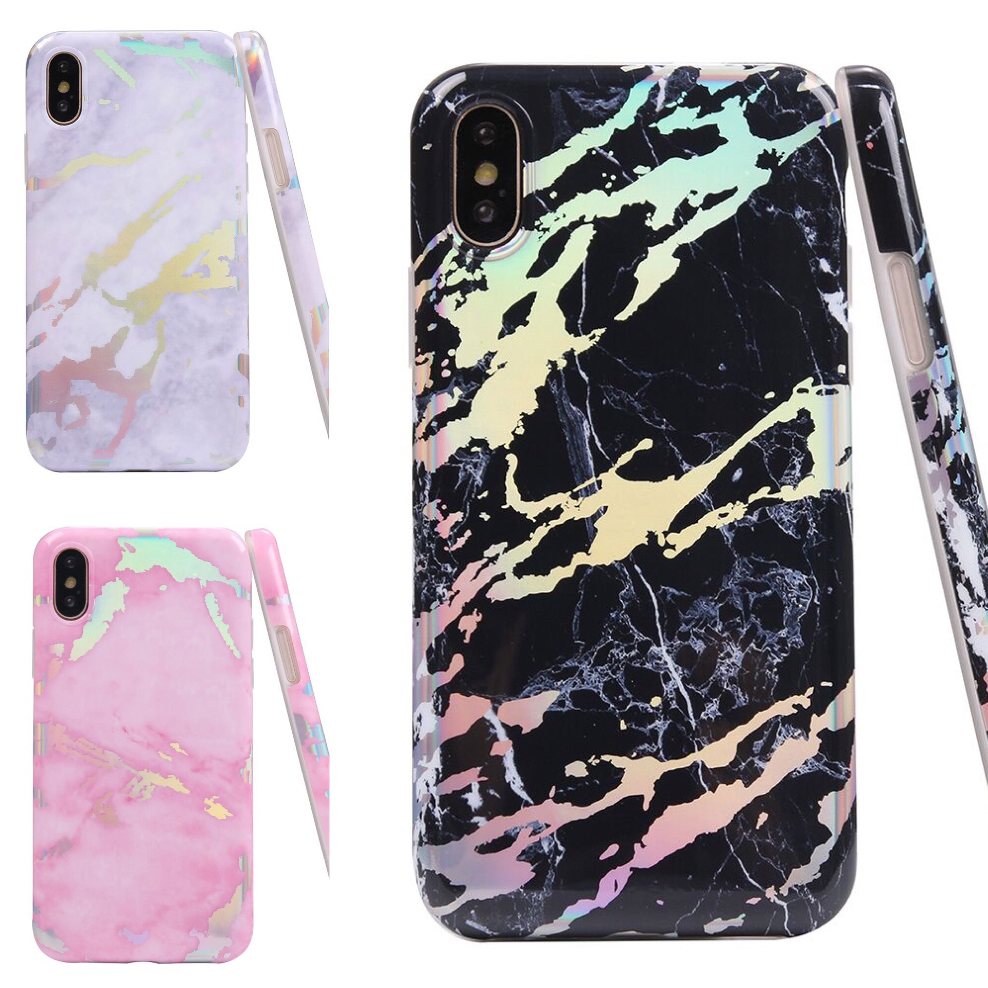 外贸创意全包拼接大理石手机壳iphoneX 炫彩大理石纹苹果8保护套