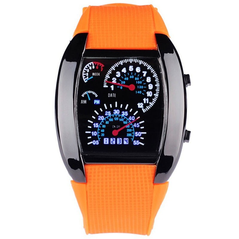 LED spor saat, yelpaze göstergesi tasarım erkek izle