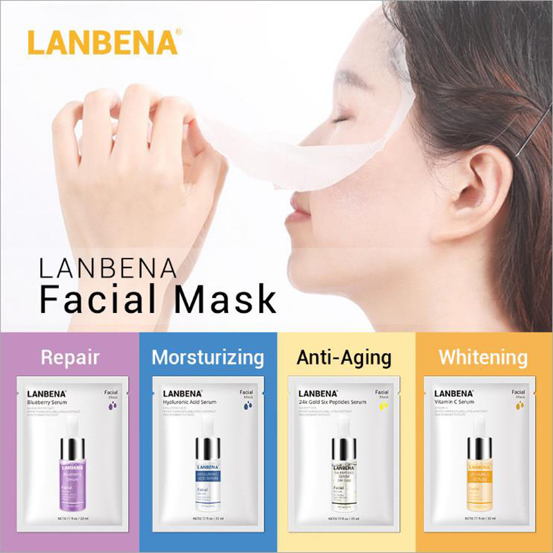 LANBENA蓝蓓娜 Facial Mask玻尿酸原液面膜补水抗皱修复 仅供外贸|ru