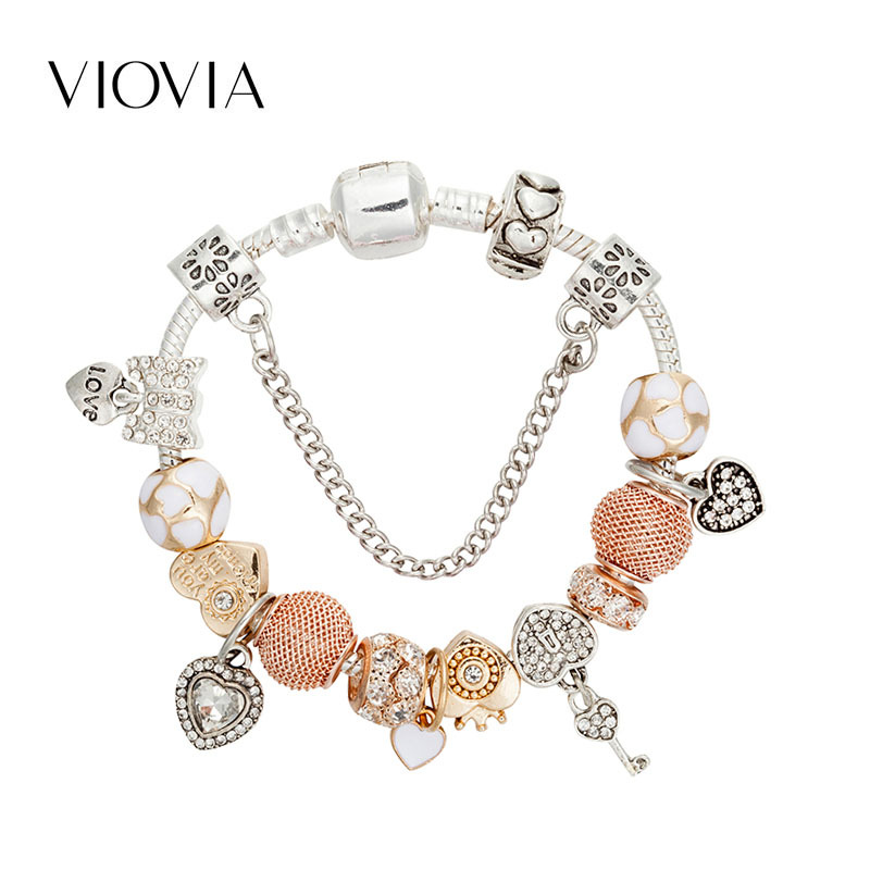 Bracciale charm con ciondolo a cuore per donna gioielli perline_voghion.com