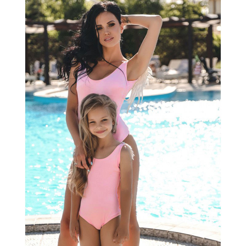 solid color angel wings parent-child one-piece swimsuit  NSHL42904