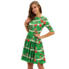 Christmas Dress digital print women's dress slim fit middle sleeve dress