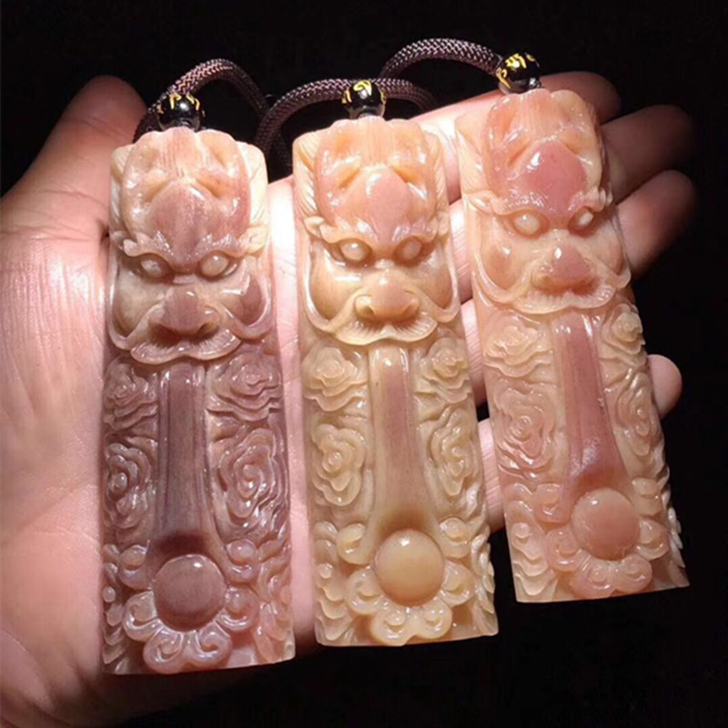 大猫骨 佛珠吊坠 大猫骨牌 雕刻龙 手工雕刻 骨质油亮 佛珠配件|ms