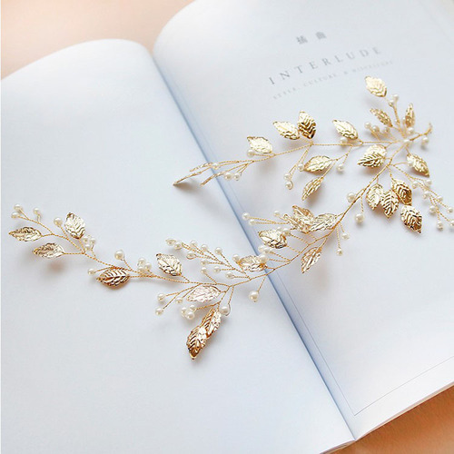  Wedding party bridal headdress pearl small leaf Wedding Hair Band photos shooting hair accessories