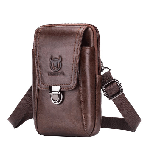 Captain Cow Leather Goods First-layer Cowhide Men's Belt Bag Casual Outdoor Mobile Phone Bag Genuine Leather Shoulder Crossbody Waist Bag