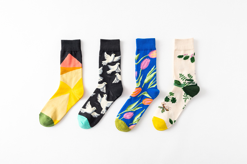 Unisex Streetwear Printing Nylon Cotton Jacquard Crew Socks A Pair display picture 3